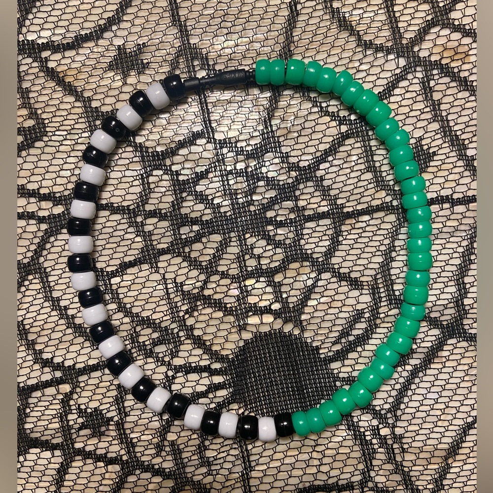 Handmade Choker Necklace made with Silicone
Cording and Plastic Pony Beads